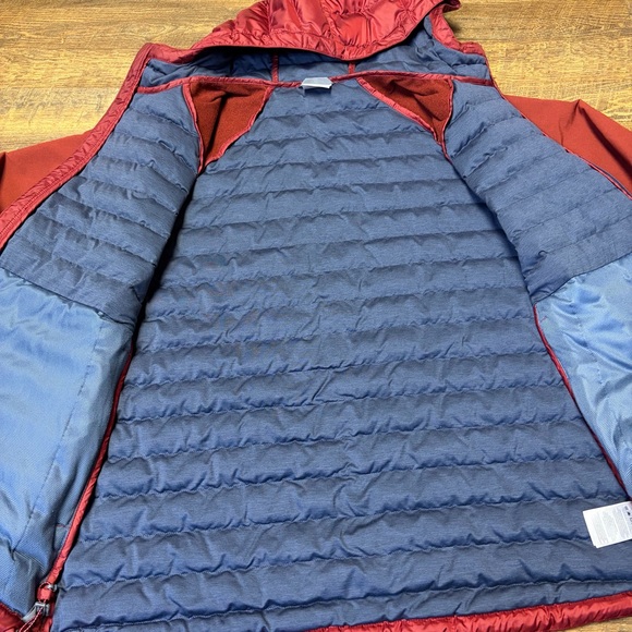 Columbia Rogue Explorer Hybrid Hooded Puffer Jacket Water Resistant Mens XXL Red - Picture 7 of 15